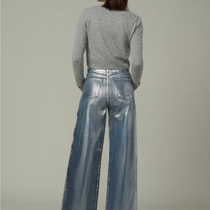 Joe’s Jeans - The Mia - Metallic Silver High Rise Wide-Leg Jeans